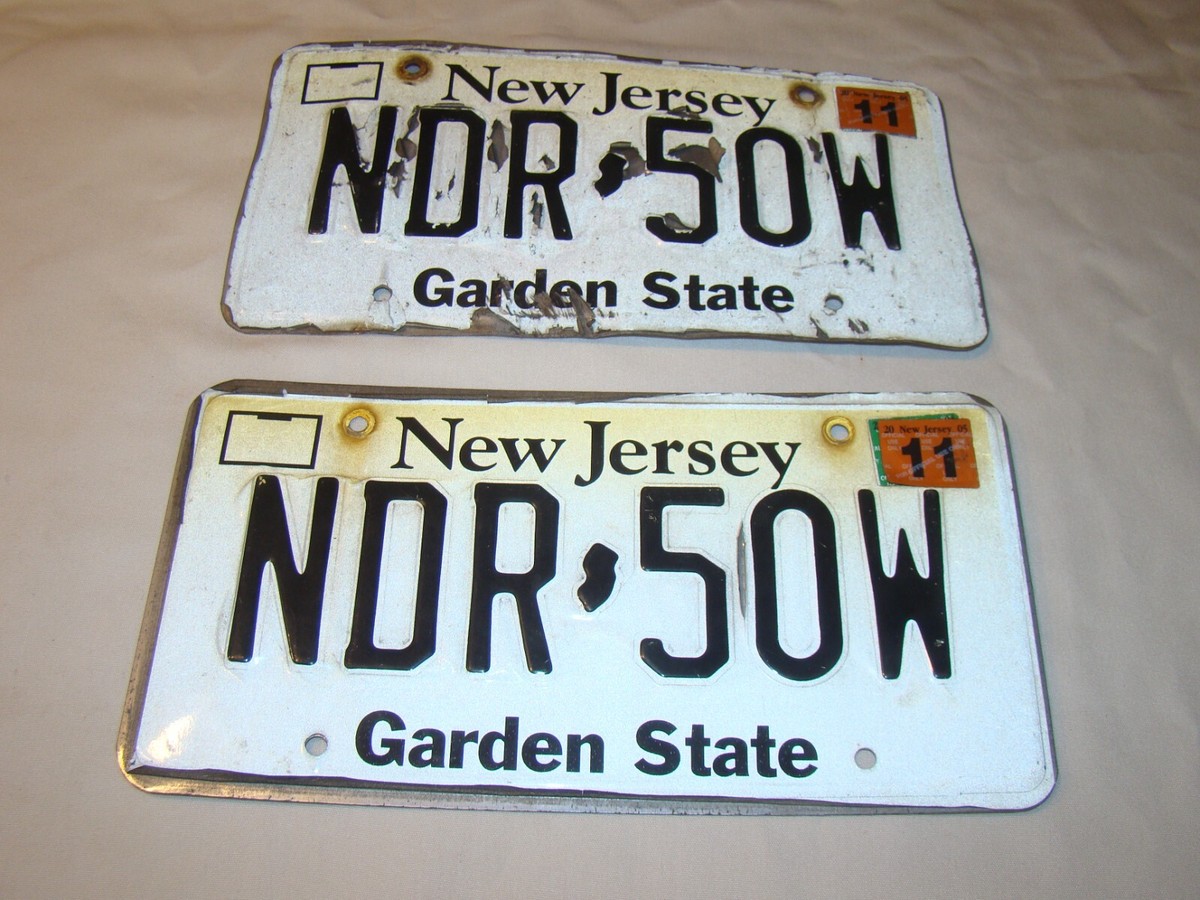 Vintage 2005 Pair of New Jersey NJ License Plates Well Aged # NDR