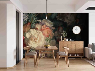 3D Retro Floral Pink Leaves Wall Murals Wallpaper Murals Wall Sticker