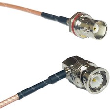 RG316 BNC FEMALE SM BULKHEAD to BNC MALE ANGLE RF Cable Rapid-SHIP LOT