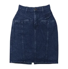 Vintage 1980s Together High Rise Jean Skirt 7 (24x21) Yolk Retro Western Denim