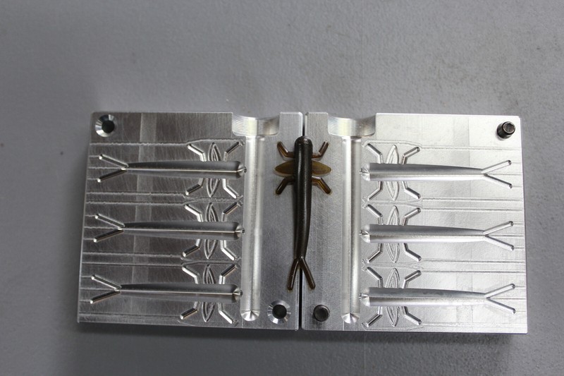Aluminum soft bait mold - 2" Mayfly Nymph - 3 cavity