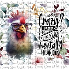 20oz Skinny Tumbler Sublimation Transfer Chicken Crazy Funny Ready To Press