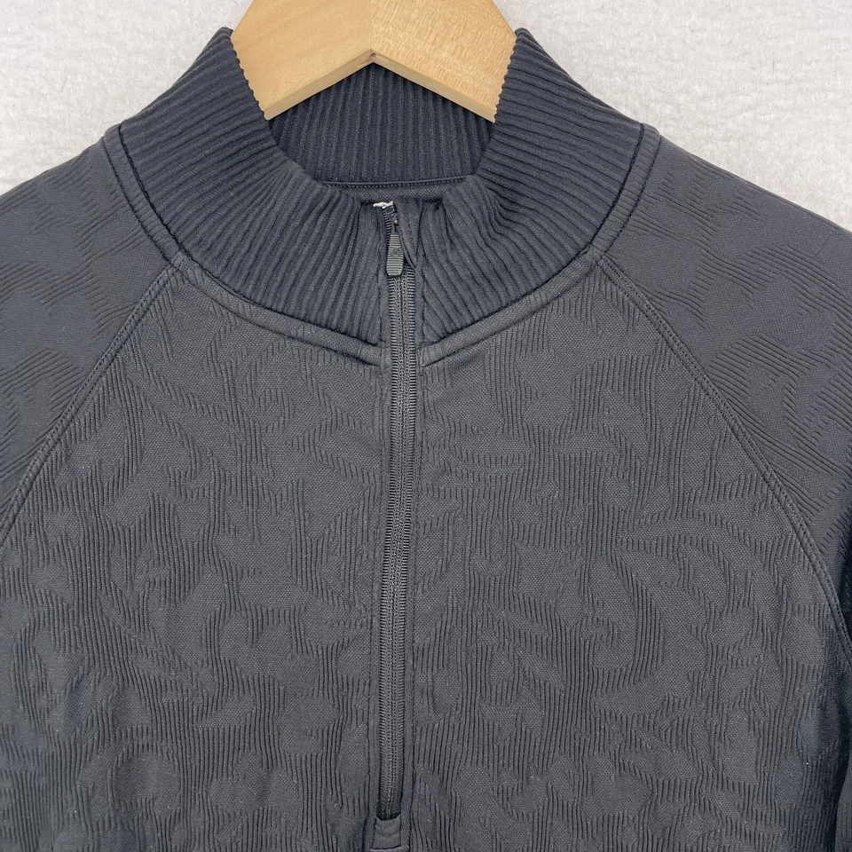 LULULEMON Top 10 Rest Less 1/2 Zip Jacquard Running Workout Thumbholes Black - Image 3 of 4