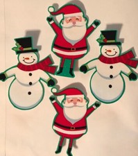 Set Of 6 Santas and Snowmen - Iron On Fabric Appliques - Christmas Santa