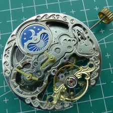 Wholesale Automatic Mechanical Movement Silver 3 Hands Hollow Moon Phase@12