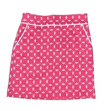 Talbots Bee Print Textured Straight Pencil Skirt Pink White Work Career Sz 6