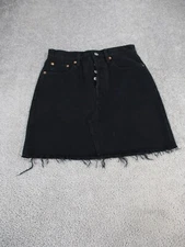 Levis Skirt Womens 26 Black Denim A Line Mini Frayed Hem *