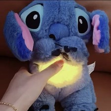 Stitch Plush Doll Breathing Light Child Soothes Toys Pink Anime Cute Baby Music
