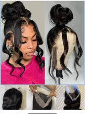 Drawstring Body Wave Lace Front Wigs, Human Hair Pre Plucked, 360 HD