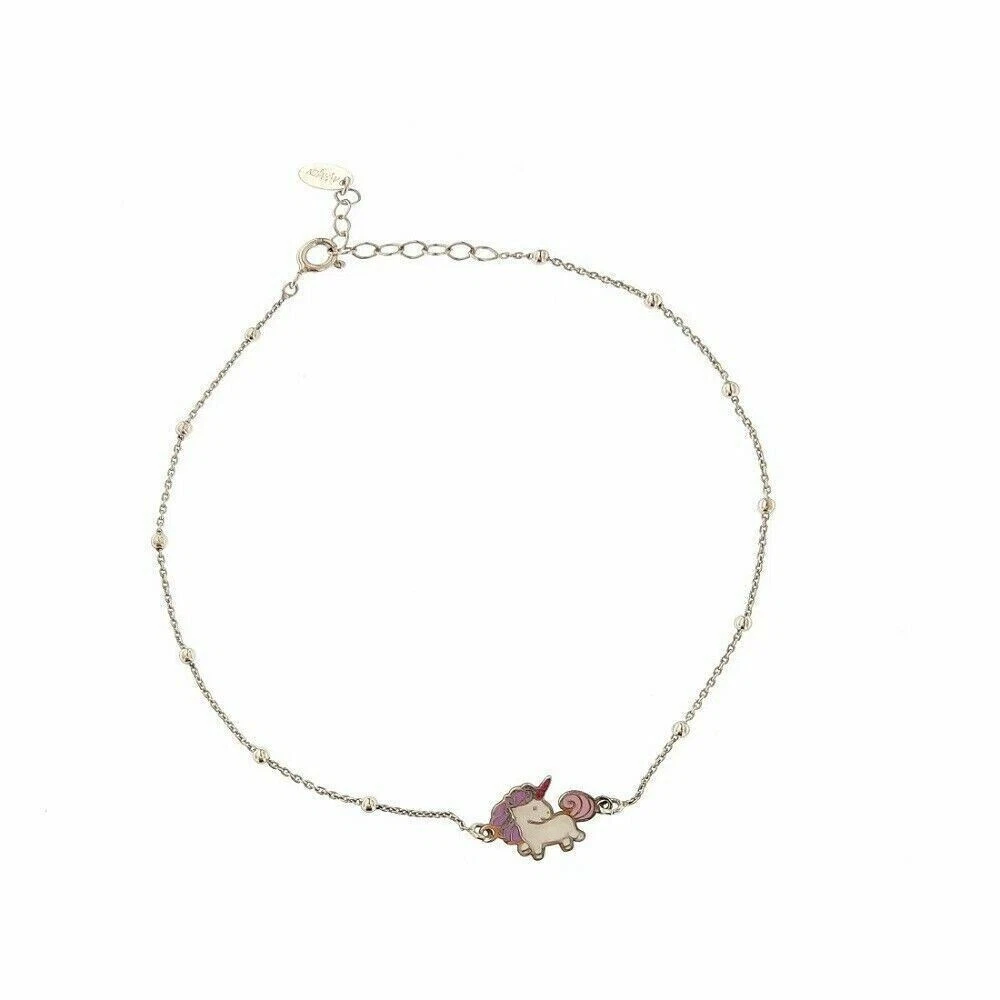 Cavigliera Catena Rolo Diamantata con Cuore plain in ARGENTO 925