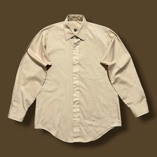 Vtg 70s Dress Shirt Arrow Kent Long Sleeve Button Up Polycotton Tan Mens Medium