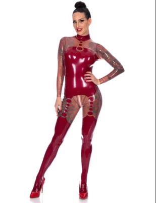 Latex libidex pearl Catsuit metallic purple and black gothic wgt s 