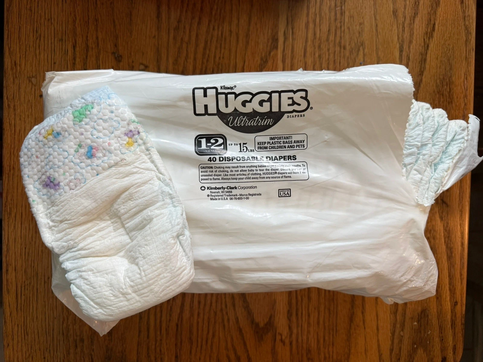 Vintage Huggies Ultratrim Diapers 1996 Size 1-2 Small Boys & Girls, Opened Pack