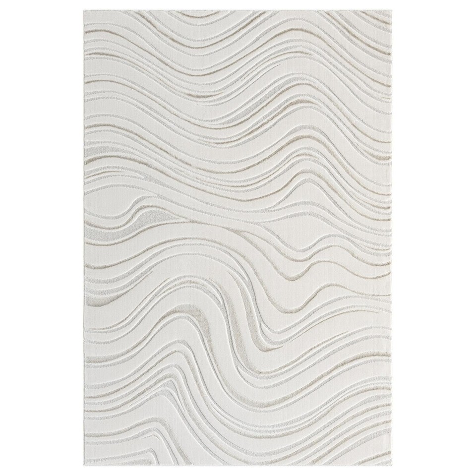 Checker Area Rug LUXE WEAVERS Modern Abstract Swirl Cream 5x7 Area Rug High Low Carpet ...