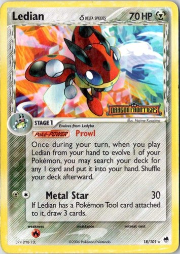 Ledian (Delta Species) 18/101 Reverse Holofoil EX Dragon Frontiers - MP