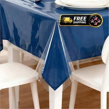 Clear Plastic Vinyl Tablecloth Dining Table Cover for Parties, 55X70 Oblong