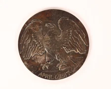 1917 Declaration of War Silver Medal WWI Uniface Eli Harvey Medallic Art Co