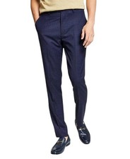 Bar Iii Mens Skinny fit Wool Dress Pants 30 / 30 Navy Blue Plaid