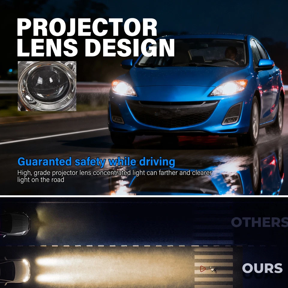 For 2010 2011 2012 2013 Mazda 3 & 3 Sport Chrome Headlights Headlamp Front Lamps - Image 4 of 4