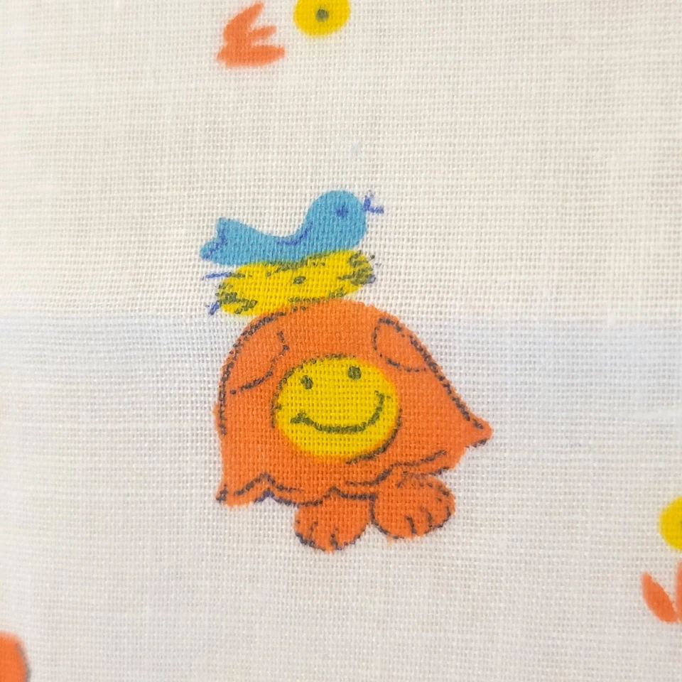 Cotton Fabric Orange Cartoon Turtles Playing Music Flying Kites 16" x 44" - Image 4 of 4