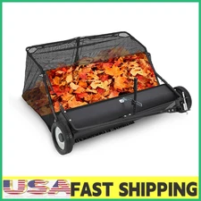 48"Lawn Sweeper Tow Behind,Pull Behind Yard Sweeper,25Cu.Ft Large Hopper Leaf