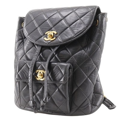 CHANEL Matelasse Backpack Daypack vintage black lambskin  display picture 2