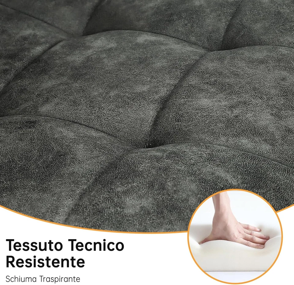 Sedie Sala Da Pranzo Set Da 6,Panno Tecnico Sedie Cucina,Salotto Con Base in Met - Immagine 4 di 4