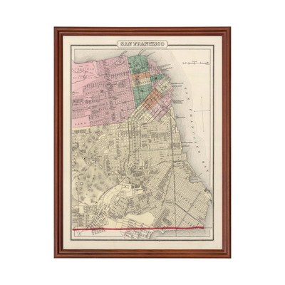 Old Map of San Francisco, CA 1874 - Vintage San Francisco Ca