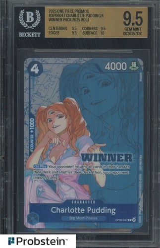 2025 One Piece Promos #OP06047 Charlotte Pudding Winner Pack 2025 V1 BGS 9.5