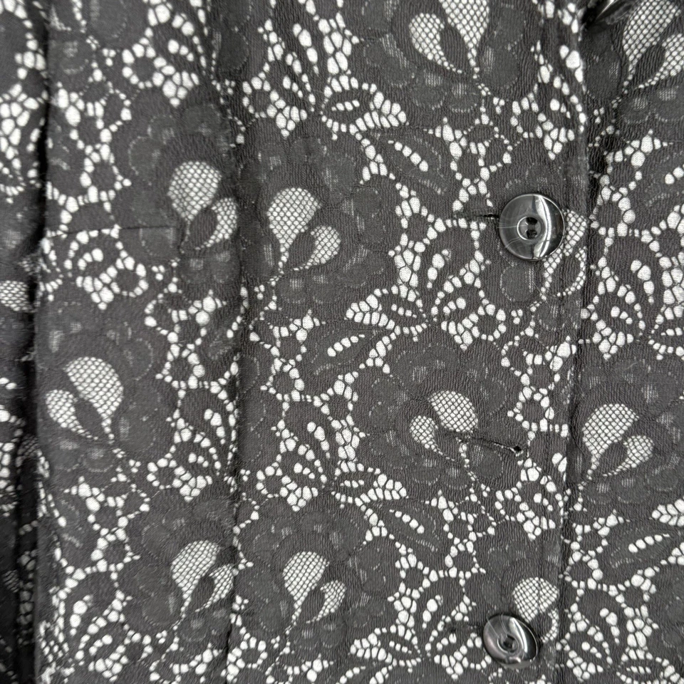 Blazer Cabi Talla Pequeña Estilo #3316 Encaje Superpuesto Mezcla Algodón Chaqueta Bolsillos Foto 2 de 4