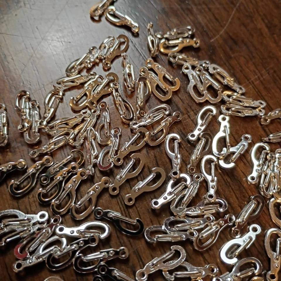 Ganchos de cierre automático 100 ganchos de latón plateado 11x5 a granel Foto 3 de 4