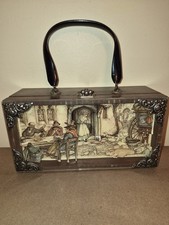 Anton Pieck Decoupage Wood Shadowbox Newspaper Lined Purse/Box