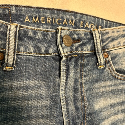 American Eagle Airflex Slim Jeans Mens 29x32 Blue Medium Wash Denim Whiskering - Picture 5 of 12