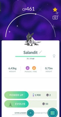 PokémonGo | Shiny Salandit Female | PTC 80K Dust