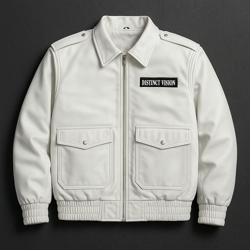 Handgefertigte Rindsleder Bomberjacke Custom Weiß Lederjacke für Herren