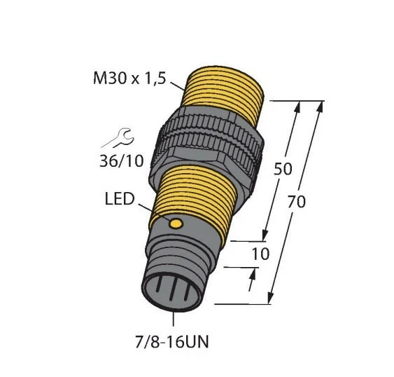 TURCK NI15-P30-AN6X-B2141 4697600 Inductive Proximity Sensor,15mm,M30 x 1.5 - Image 3 of 4