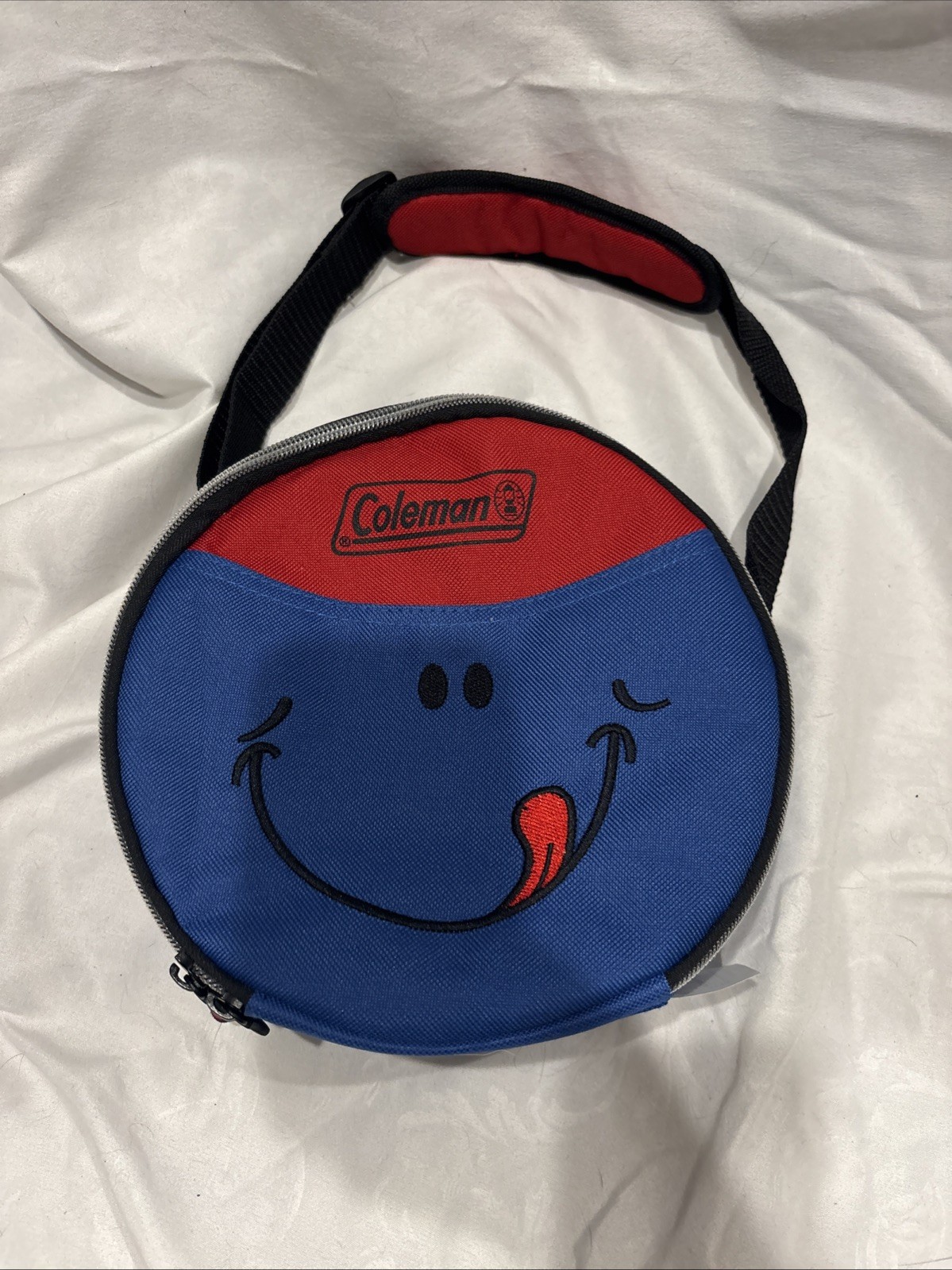 Blue School Lunch Box Pail Cute Happy Face