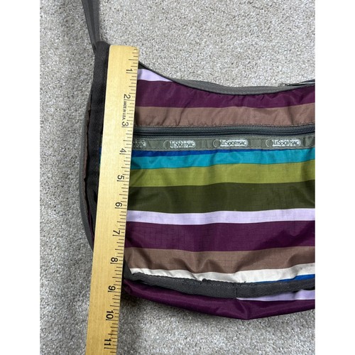 LeSportsac Crossbody Bag Striped Nylon Purse & Zip Pouch Travel Casual Retro - Picture 7 of 10