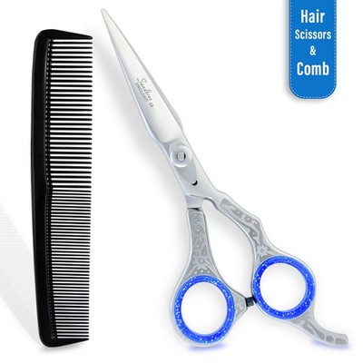 Profi Haarschneideschere Friseurschere Edelstahl silber + Kamm