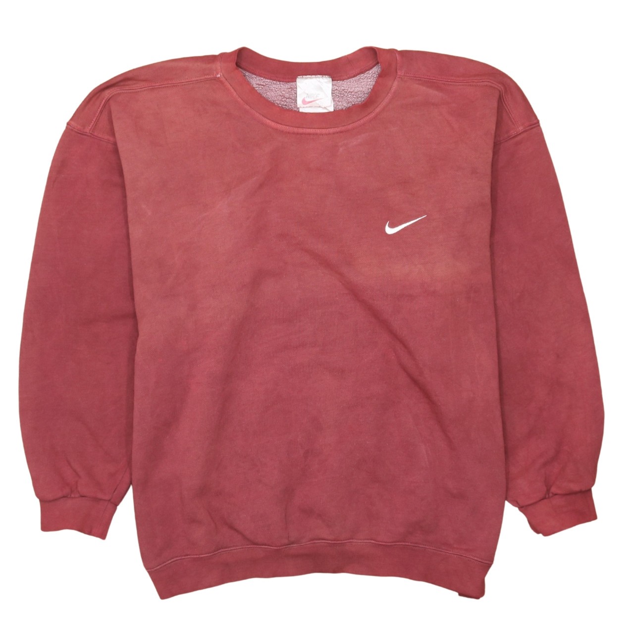 Nike Mens Sweatshirt Burgundy Red Fleece Crew Neck Vintage Pullover S