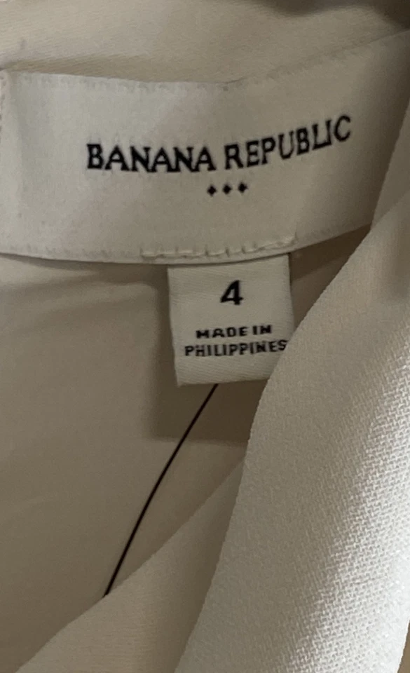 Mono para mujer Banana Republic blanco de pierna ancha sin mangas cuello falso talla 4 nuevo con etiquetas Foto 3 de 4