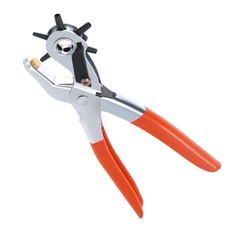 Heavy Duty Leather Hole Punch Tool for Belts, Watch Bands, Dog Collars, Orange