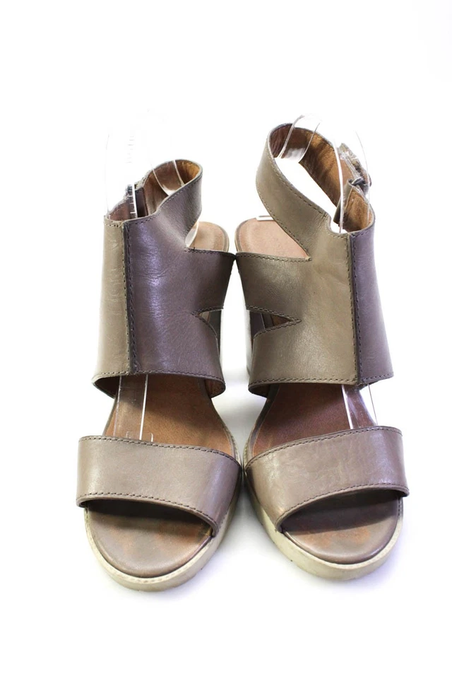 Saks Fifth Avenue Womens Block Heel Ankle Strap Sandals Brown Leather Size 9M - Image 2 of 4