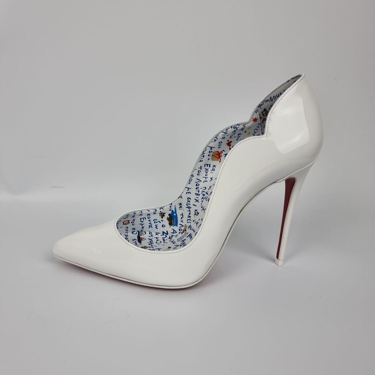 CHRISTIAN LOUBOUTIN Hot Chick Patent Leather White 100MM CHRISTIAN LOUBOUTIN Hot Chick Patent Leather White 100MM