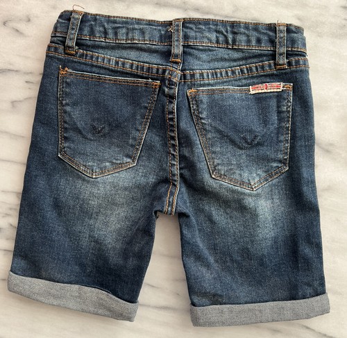 Hudson Girls Distressed Jean Bermuda Shorts Size 5 Blue Stretch Rolled Cuff NWOT - Picture 2 of 11