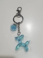 ❤ Balloon Dog Animal Keychains Key Ring for Women Men New- Iridescent Blue Clear