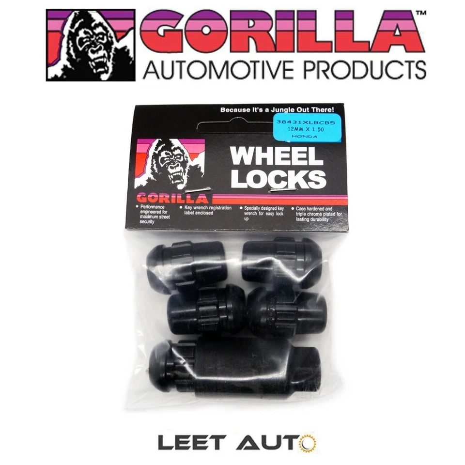 (5) Cerraduras de rueda Gorilla, asiento de bola Honda Acura, negro, 12 mm x 1,50, 38431XLBCB5 Foto 4 de 4