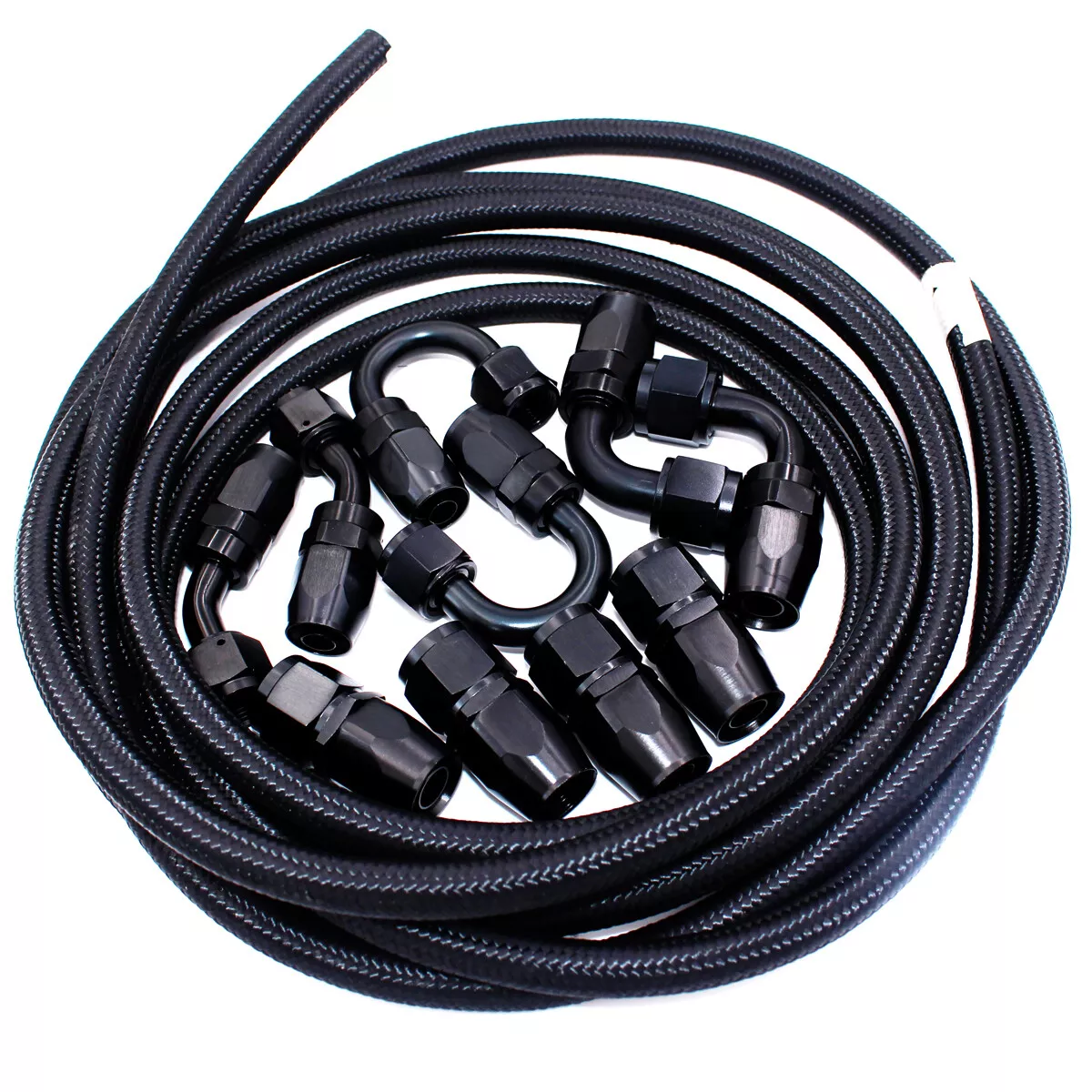 AN6 -6AN Fitting Stainless Steel Nylon Braided Oil Fuel Hose Line 5 Meters  Kit