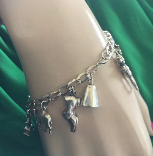 Vintage 12 Charms Bracelet Sterling Silver New York Buildings Mommy 17 Gs 7'' L - Picture 6 of 7
