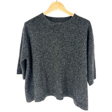 Peruvian Connection Baby Alpaca Knit Womens M/L Sweater Gray Asymmetrical Hem